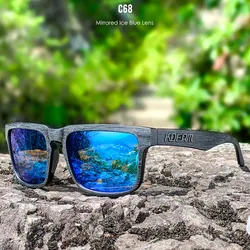 Unisex Polarized Square Sunglasses with Stylish Mirrored Pink Lenses (C68 Mirrored Blue)