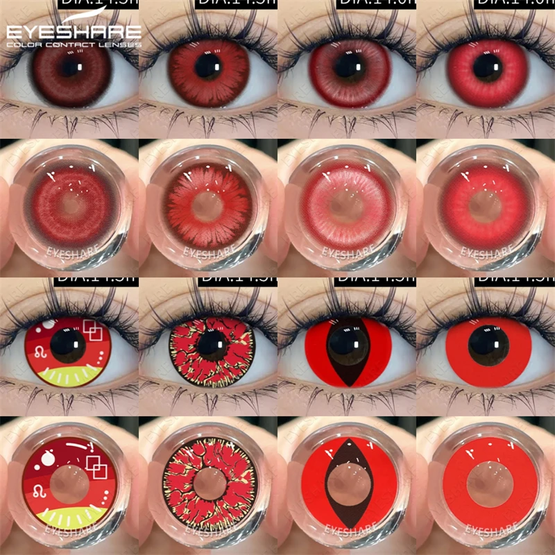 EYESHARE Crazy Style Halloween Red Cosplay Contact Lenses - 2PCS Anime-Inspired Beauty Accessories