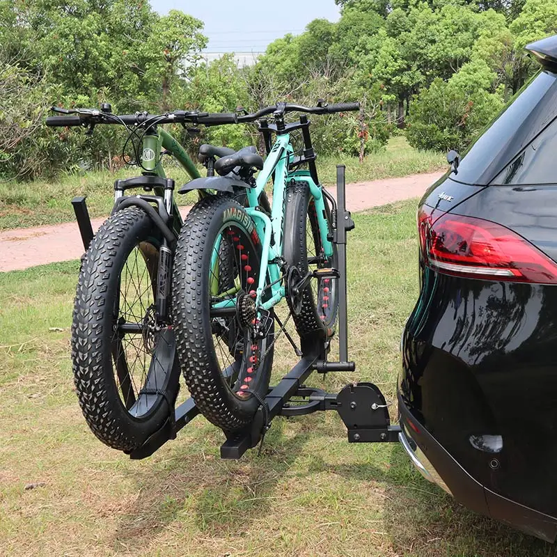自転車キャリア ヒッチマウント ブラック　E-BIKE スチールヒッチマウント自転車キャリア、2バイク用SUVカーe-bike