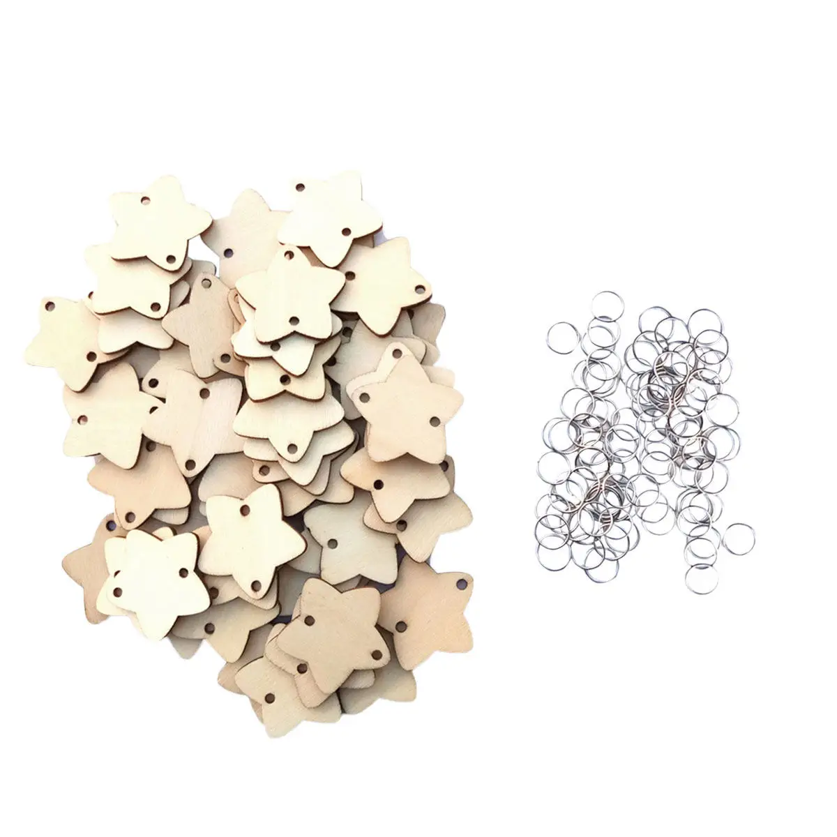 100Pcs 와이어 링이있는 나무 공예 요소 DIY 생일 파티 결혼식 휴일 장식 나무를위한 크리 에이 티브 사진 소품 키트
