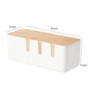 Desktop Cable Storage Box Seven-hole Bamboo Wood Power Line Wire Management Organizer Charger Socket Network Line Storage Bin 5