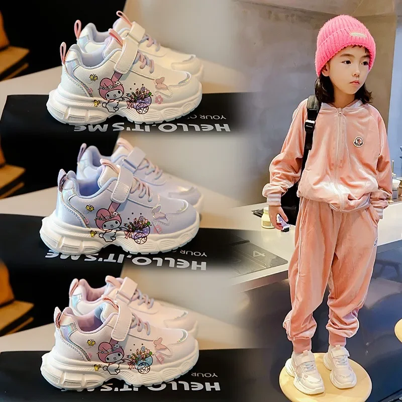 

Kawaii Sanrio My Melody Girls' Sports Shoes Cartoon Cute Girly Heart Students Children's Soft-soled Lightweight Casual Shoes