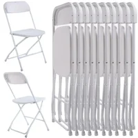4/6/8/10/12/20Pcs Plastic Folding Chairs Stackable Wedding Party Camping Dining Seats, Home - White/Black 1