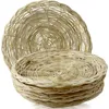 5 Pcs Bamboo Paper Plate Holder - 10 Inch Round Woven Plate Holder Reusable Paper Plate Holders for Picnic Party 1