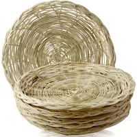 5 Pcs Bamboo Paper Plate Holder - 10 Inch Round Woven Plate Holder Reusable Paper Plate Holders for Picnic Party 1