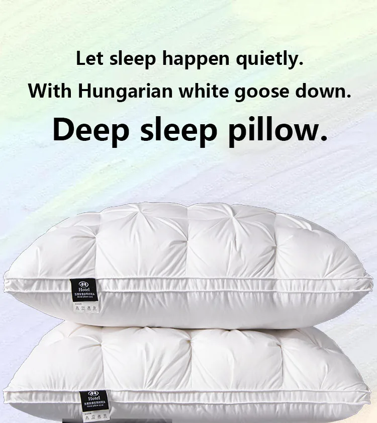100% cotton white goose down pillow 5 Stars hotel pillow High-end down comfortable pillow 3-dimensional cervical pillow core 2