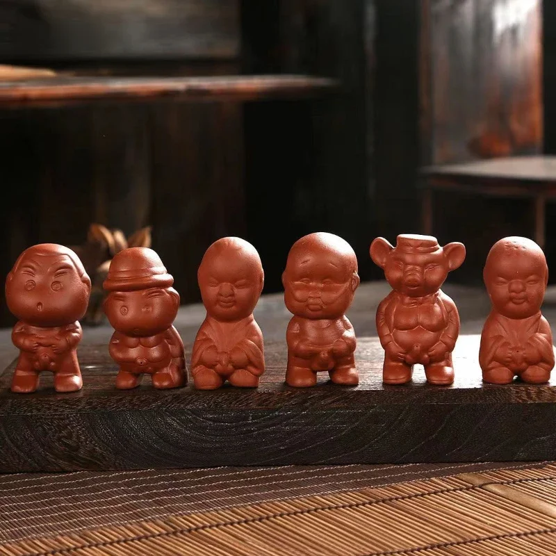 Hand Crafts Lovely Boy Tea Pet jewelry Decoration Tea pet ceremony to play Chinese Yixing Purple clay accessories