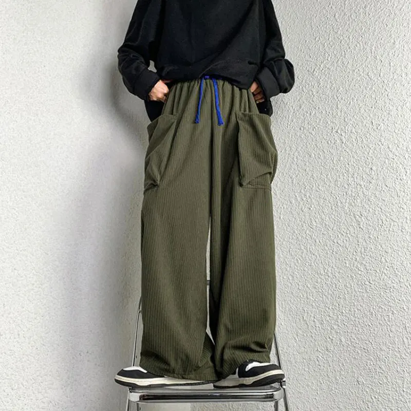 

Men's Corduroy Pants Side Pockets Men Harem Pants Streetwear Fashion Woman Jogger Sweatpants Loose parrots Trousers