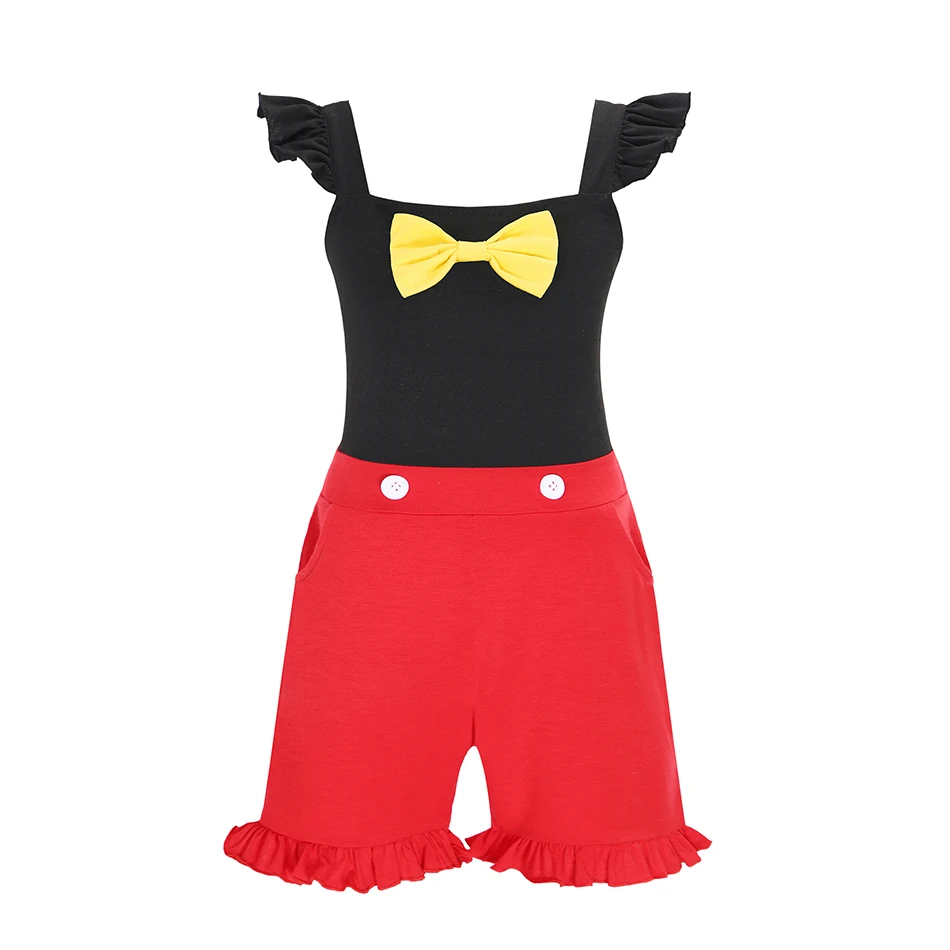 Conjunto de mono con temática de princesa Disney para niños y niñas, ropa informal de una pieza con manga voladora, Jasmine, Moana, Mirabel, Verano