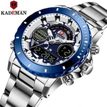  2022 New Men Military Sport Wrist Watch Quartz Full Steel Waterproof Dual Display Male Clock Top Brand Watches Relogio Masculino 