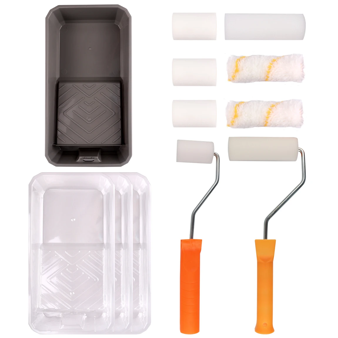 14pcs Paint Roller Set, 4 inch 2 inch Paint Roller Brush Kit with Trays,Roller Frame,Home Painting Supplies for Wall,Cabinet 5pcs eva roller rush painting sponge brush paint set kit