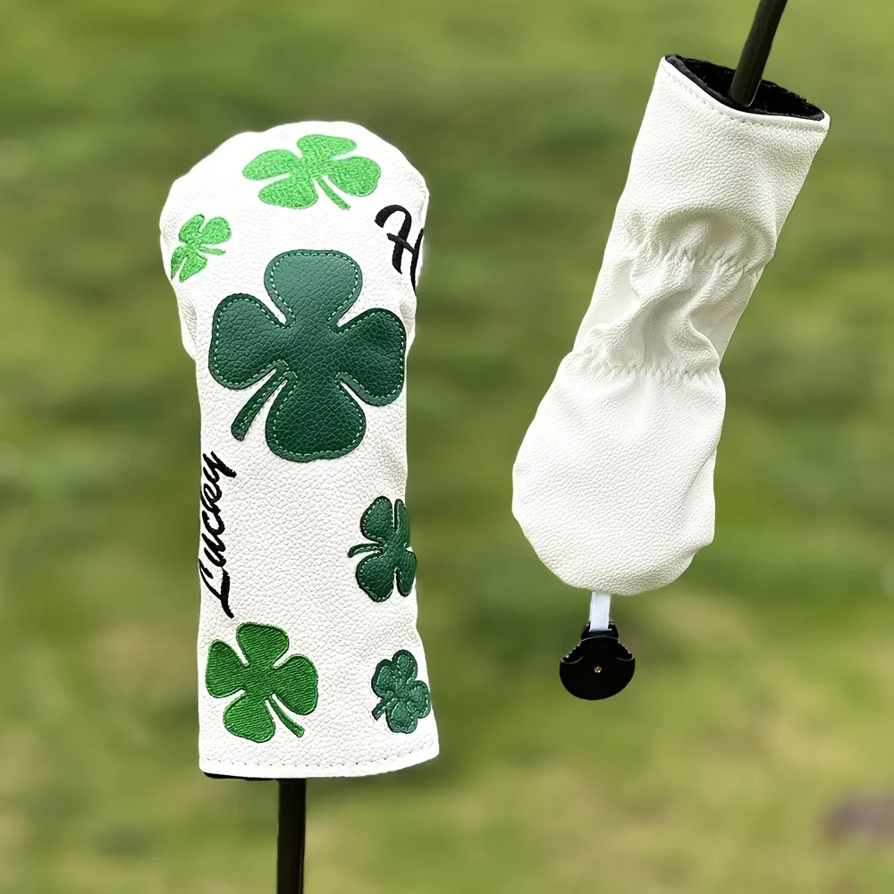 Description Picture 5 of itemStylish Clover Golf club head Covers - Durable White with Green Four-Leaf Clover Design, Protective Club Protectors