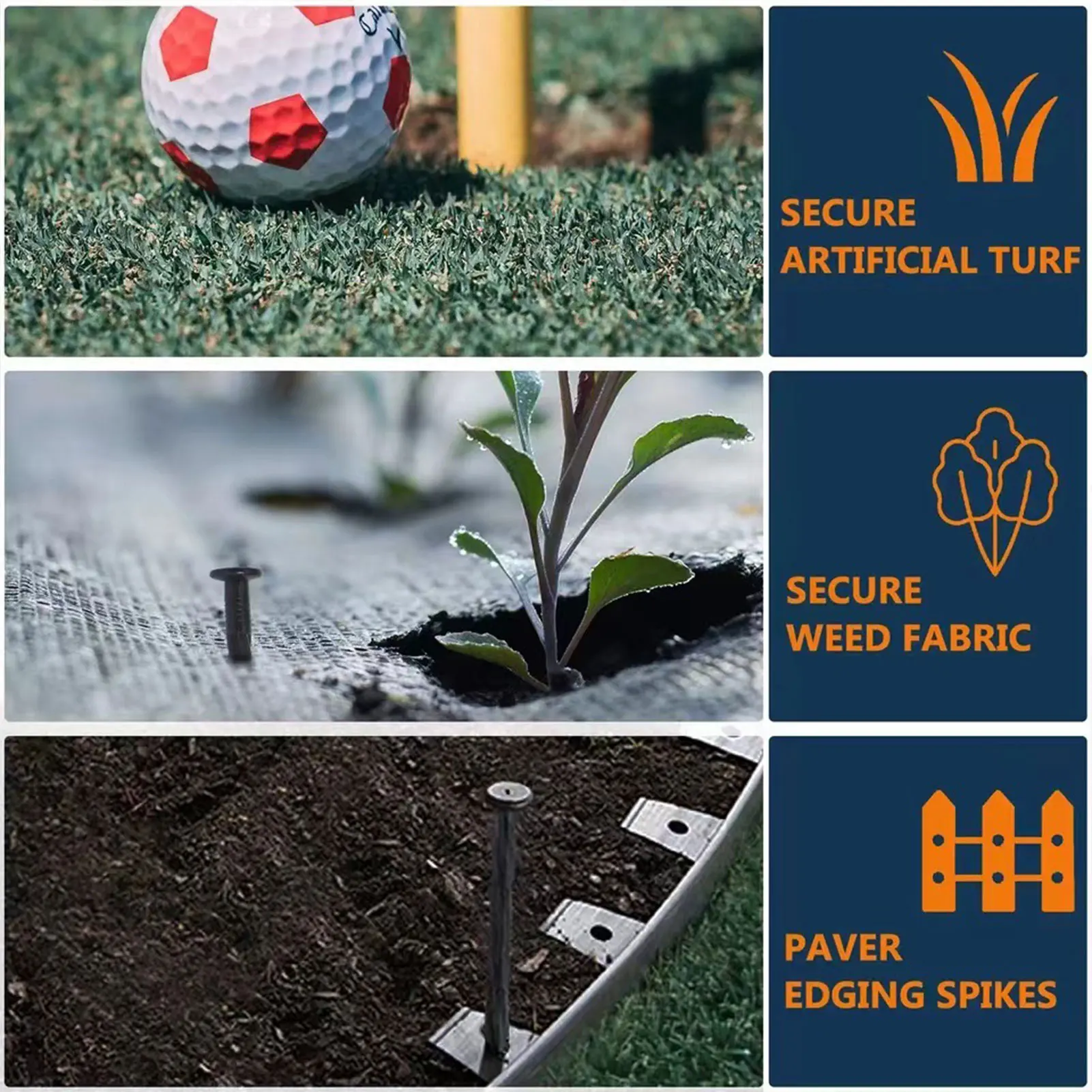 50 Pcs Multifunction Garden Nails Secure Nails Landscaping Edging for Paver Edging Spikes Tent Garden Supplies Tool