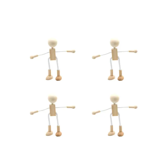 Wooden Peg Dolls Wood Doll Unfinished Figures Robot People Diy Craft Blank Crafts Pieces For Shapable Paint Unpainted Kokeshi 1