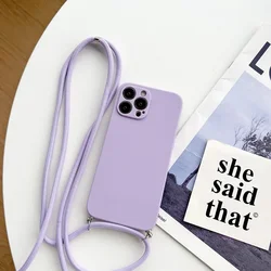 Crossbody Lanyard Silicone Case with Rope Necklace Strap - Soft, Durable Protection for MOTO G04 (PURPLE)