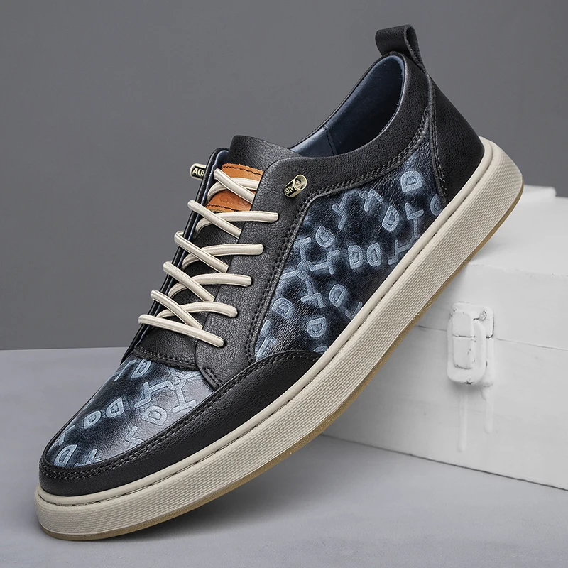 New Designers Comfortable Fashion Shoes Men Daily Business Casual Shoes Man Genuine Leather Lace-up Office Sneakers For Male