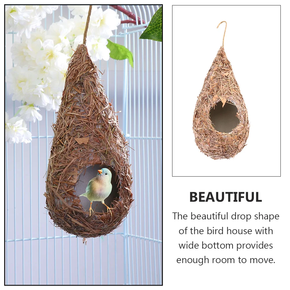 Bird nest 3pcs Bird Nest Natural Roosting Birdcage Hut Grass Hanging Bird Houses Finch Wild Shelter Garden Decor For