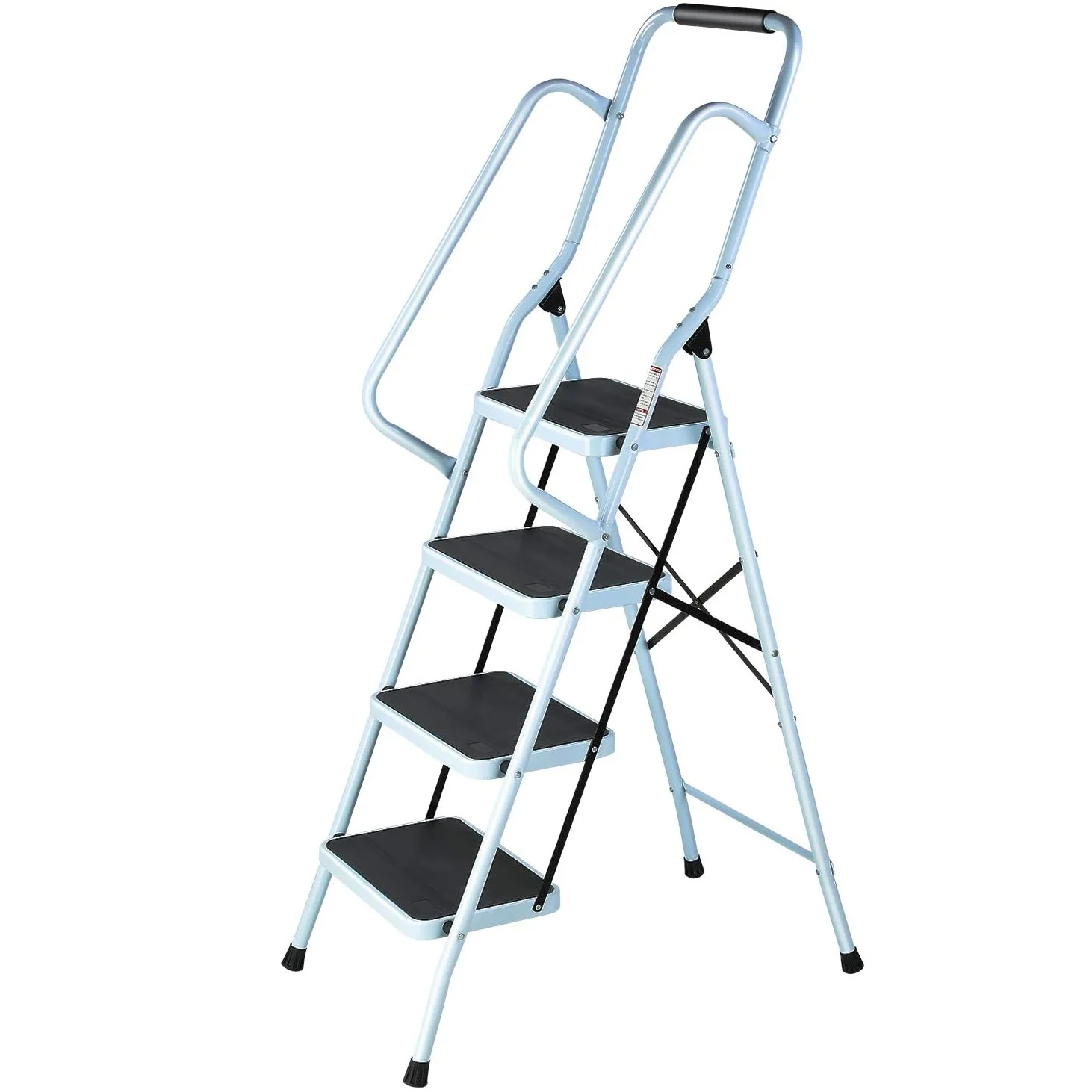 Escalo Taburete escalera plegable metal negro 150 kg