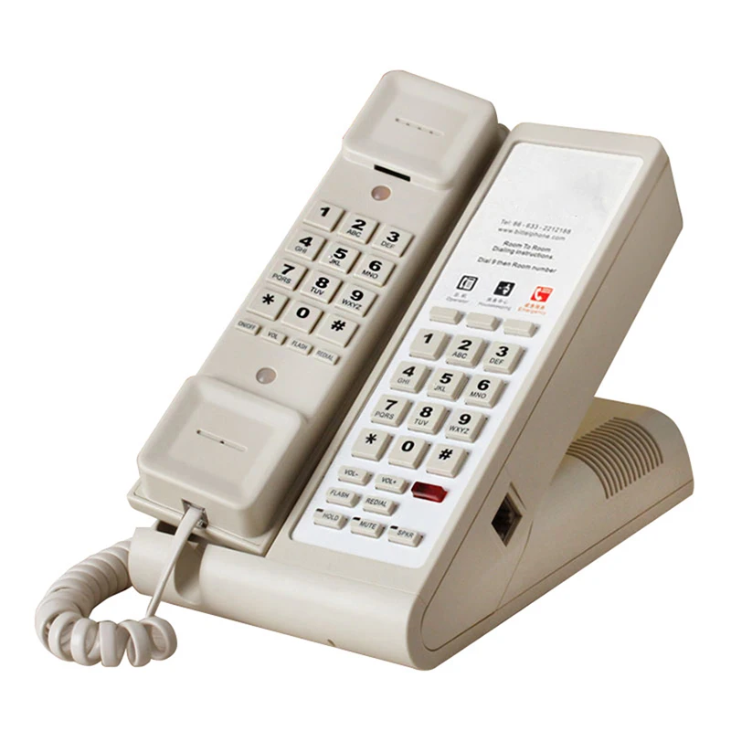 

Desktop Corded Landline Phone Flat Panel Hotel Fixed Telephone, Single / Double Dial-up, Calling Hold, Flash, Redial