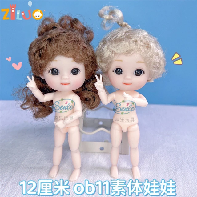 New OB11 Doll Body 13 Joints Cute Face 3D Brown Big-eyed 12CM Naked Dolls with Shoes Children Girls DIY Toy Gift 1/12 Munecas 2