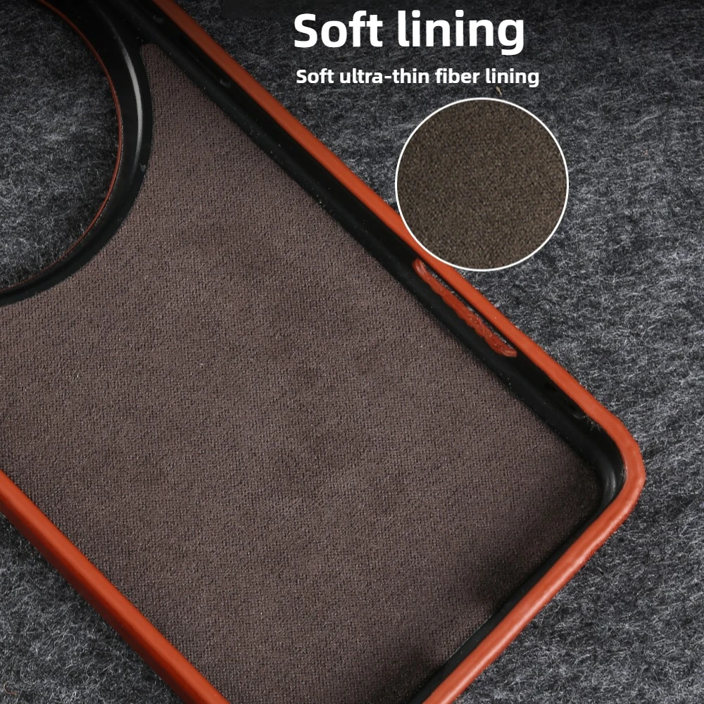 Luxurious Leather Phone Case with Magnetic Calfskin Oil Wax Finish