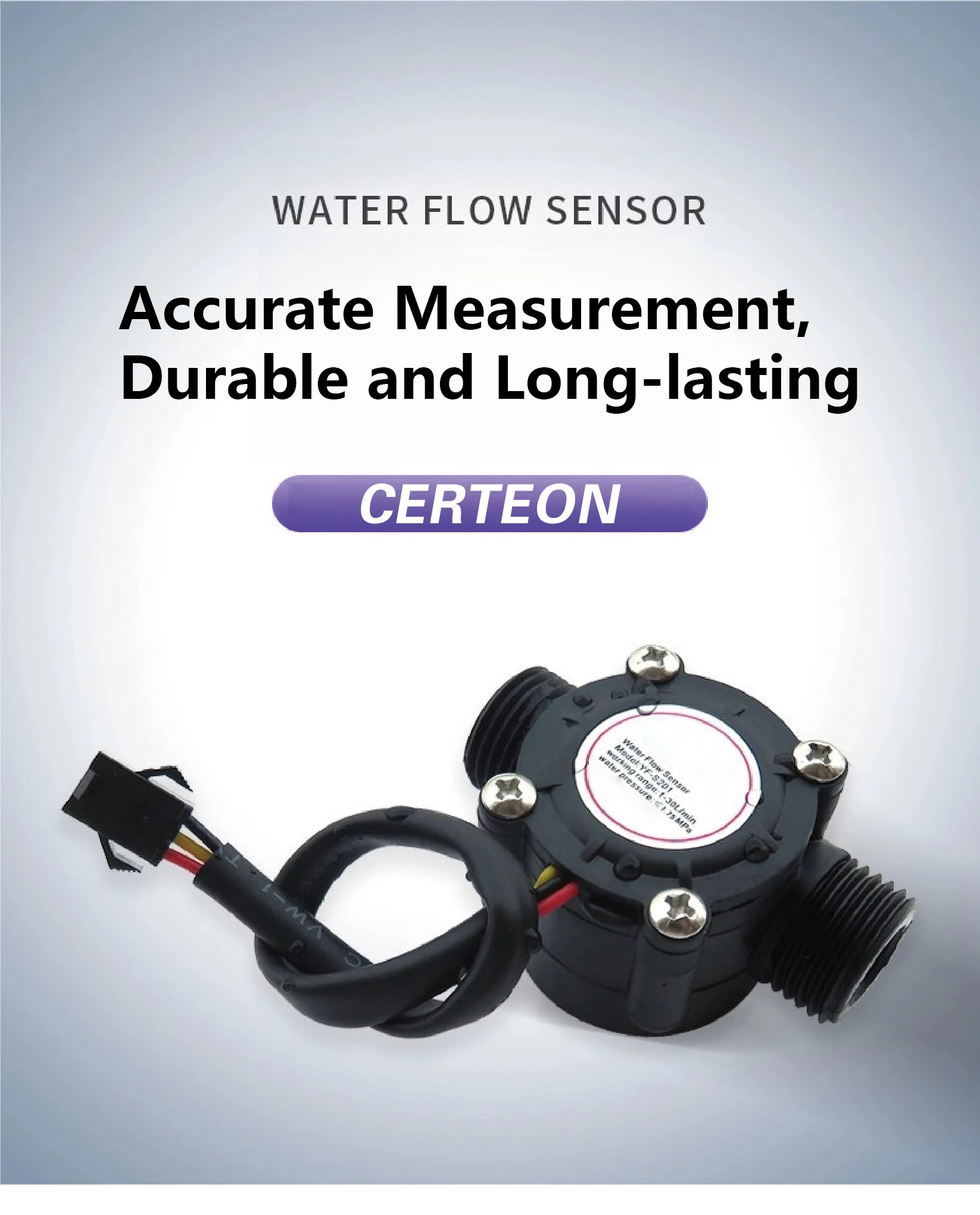 YF‑S201/YF‑S201B/YF‑S201C 1–30 L/min Water Flow Sensor G1/2 Hall Effect DC 3.5–2