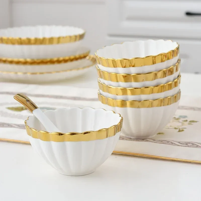 1pcs Upgrade white porcelain plates for food, dinner dishes, salad, soup bowls, ceramic porcelain plates, and tableware