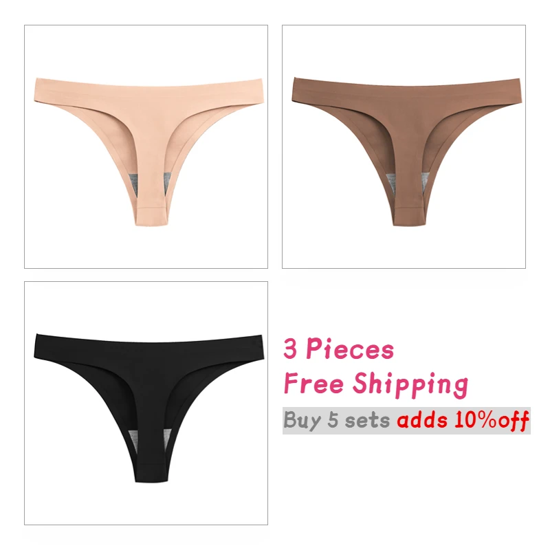 WarmSteps 3Pcs/Set Women's Sexy Thongs Seamless Yoga Panties for Woman S-XXXL Plus Size G Strings Thongs Femme Tangas Low Rise