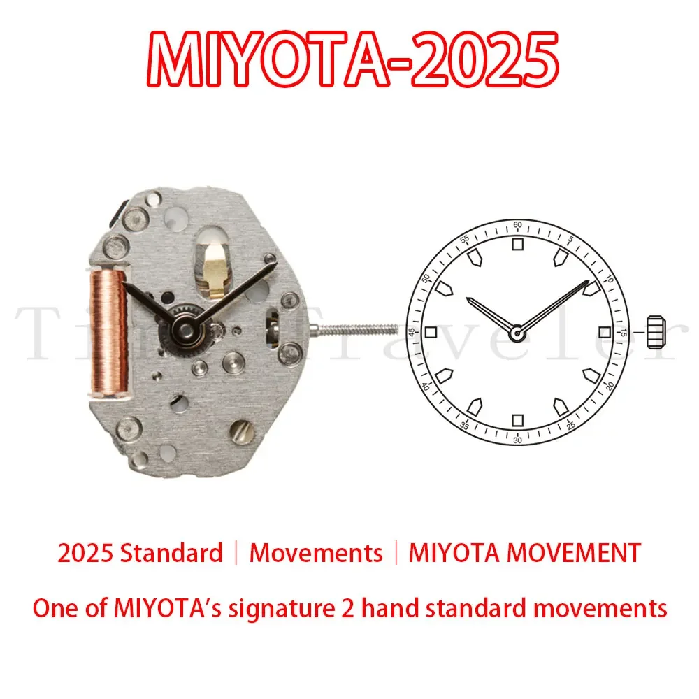 

MIYOTA2025 Standard｜Movements MIYOTA Watch Movement Cal.2025，2 Hands, Standard Movement.Size:6 3/4×8''' Overall Heigh:4.5mm