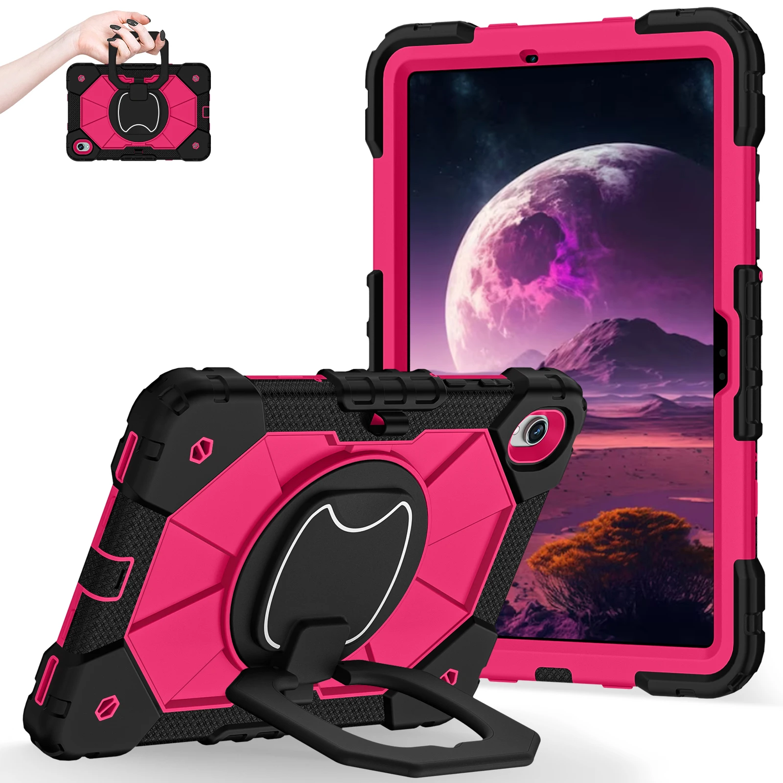 Enhanced Shockproof Rotation Stand Tablet Case Sleeve with Handle and Thick Hard Cover