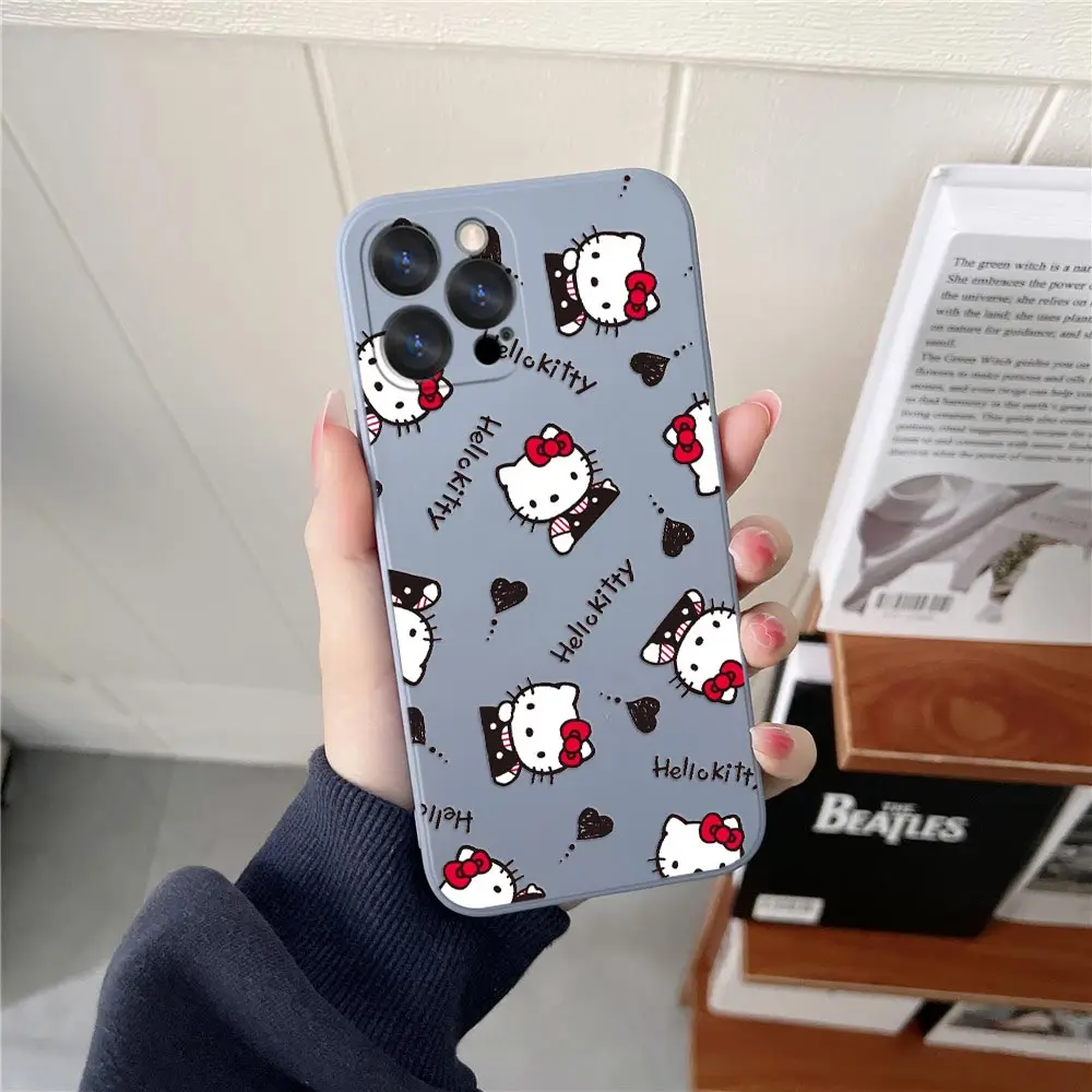 thumbnail image 1 of Cartoon Phone Case For iPhone 15 14 13 12 11 Pro Max Mini 7 8 15 Plus SE2020 14 13 Fundas Liquid Silicone Back Cover Hello Kitty, 1 of 5