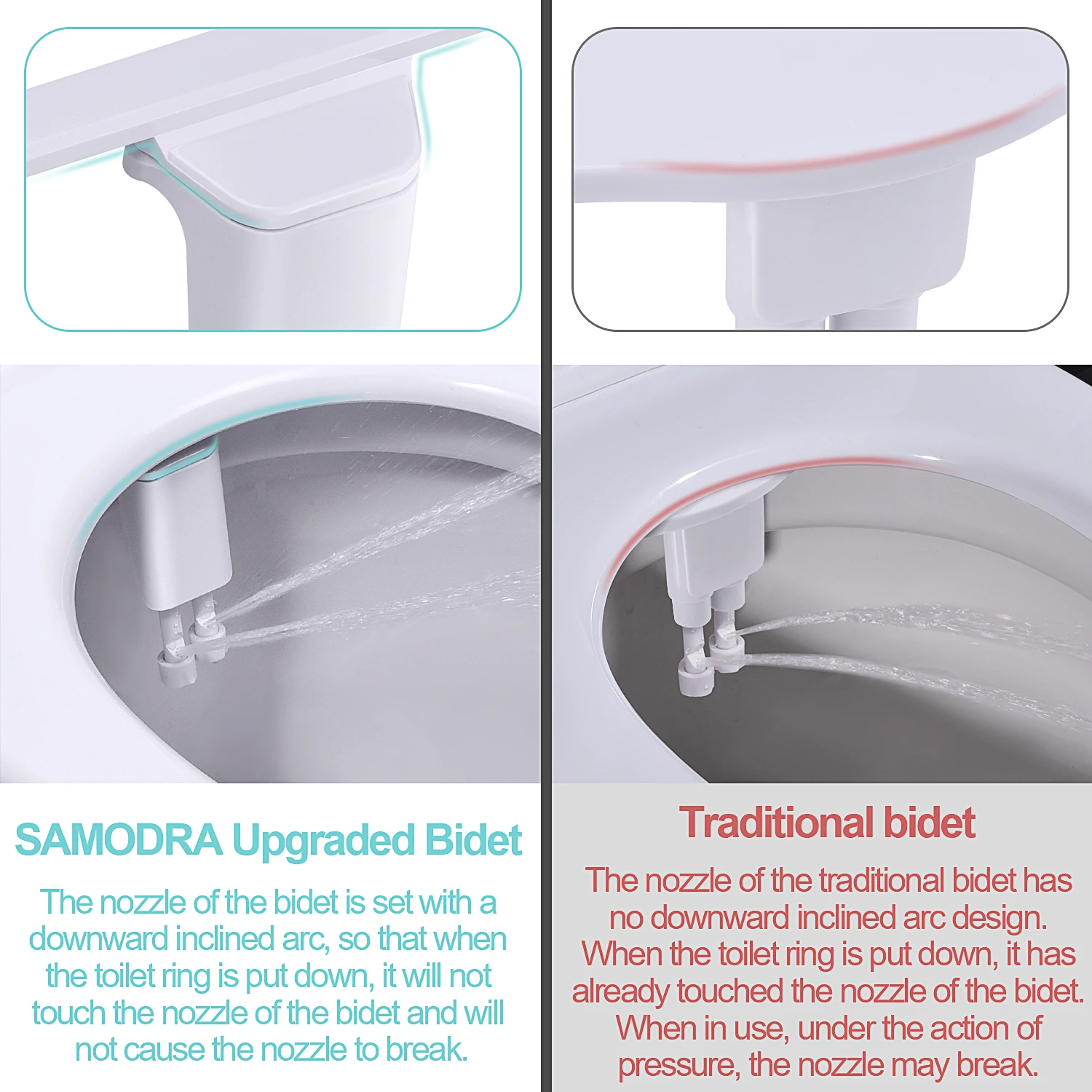 Samodra bidet klozet Seat připojení ultratenké non-electric dvojí trysek čelní & zadní mýt pro koupelna klozet bidet postřikovač