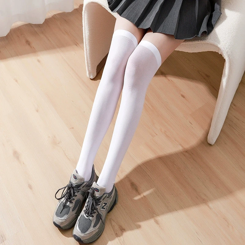 SIMPLEJEWEL Bunte lange hohe Oberschenkelsocken, gestreift über dem Knie, dünne Strumpfhosen, lange süße sexy Strümpfe für Mädchen und Frauen, Cosplay, Loli – Detail 10