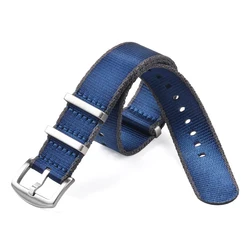 Extra - Long Nylon Watchband Strap for Large Wrists - Military Style Men's Bracelet (Blue Gray)