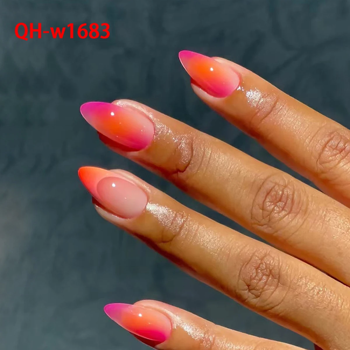 24 künstliche Nägel, Entennägel, Mandelnägel, modische tragbare Nägel, Damen-Pressnägel, inklusive 1 Nagelkleber und 1 Nagelfeile – Detail 1