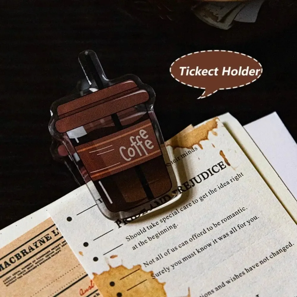 Binder Clips Kawaii Coffee Acrylic Clips Stationery Vintage Stationery Test Paper Clip Retro Creative Coffee Paper Clip Journal