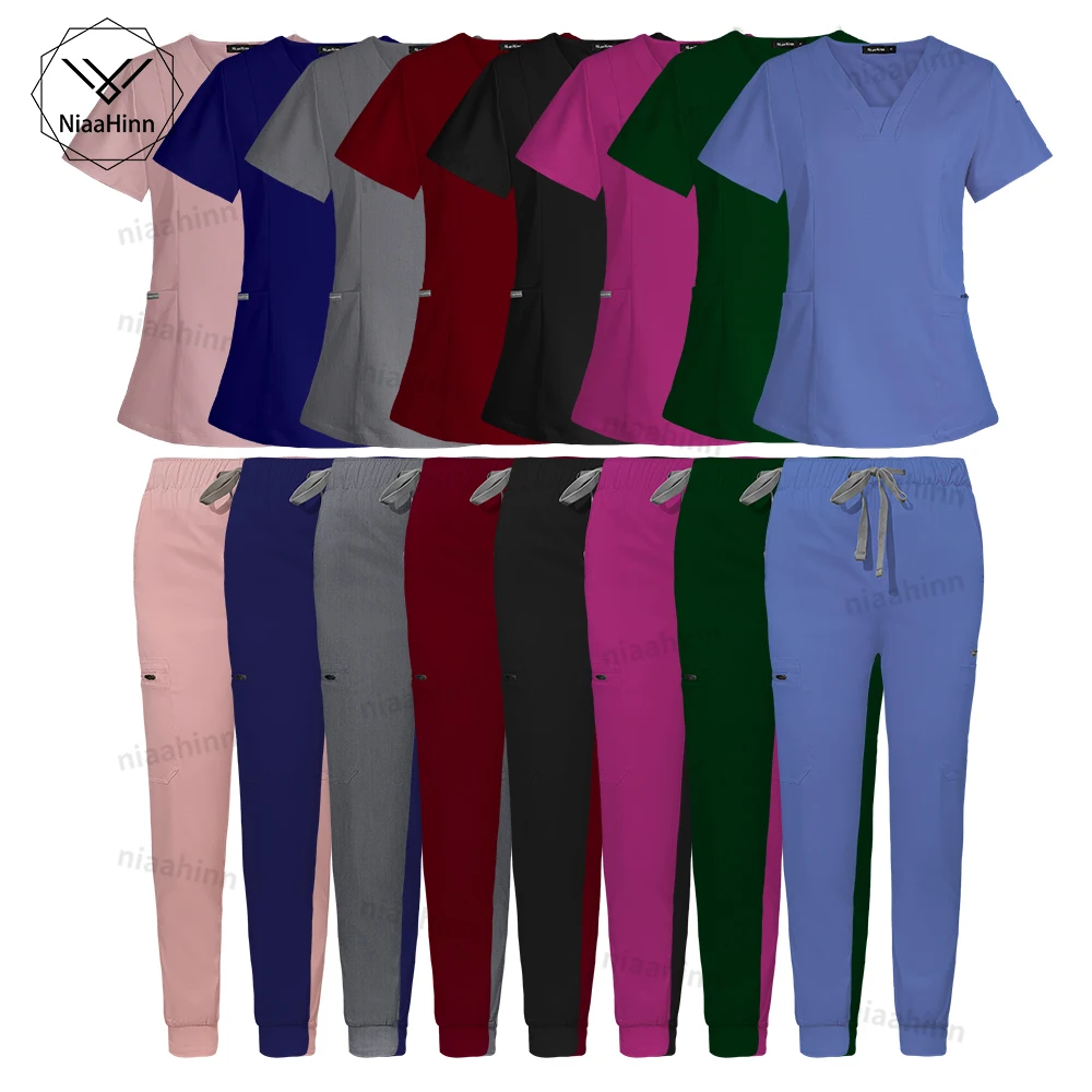 

Niaahinn Scrub Hospital Uniform Medical Top Pants Nurse Uniform High Fashion Uniforms Nursing Scrubs Set Hot Sell Surgical Gowns