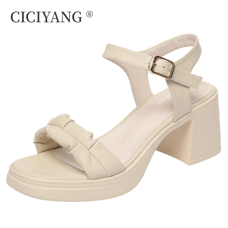 

CICIYANG Sandals Women Summer Outwear 2024 New Fashion High Heels Sandals Ladies French Dress Sandals