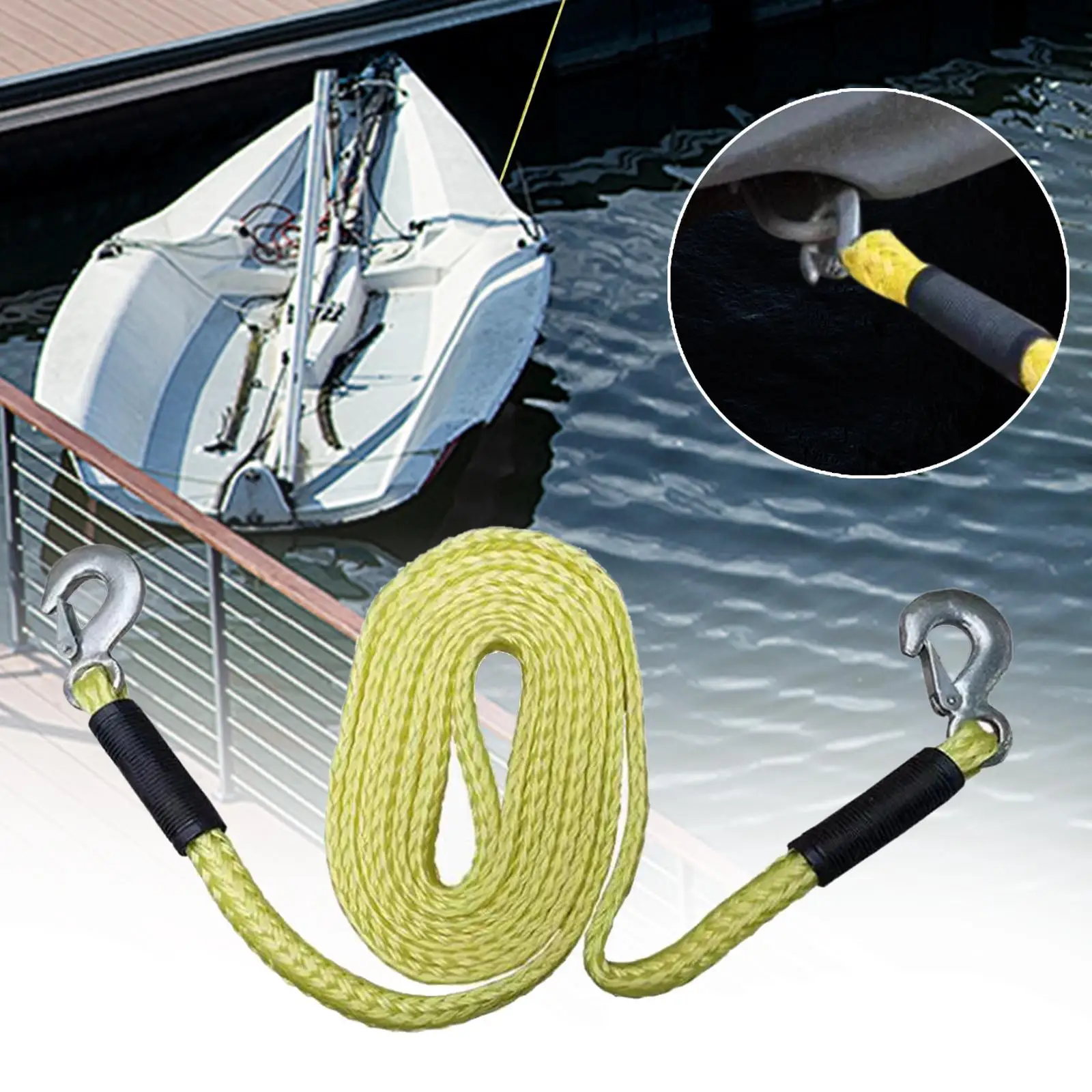 Tow Strap with Hooks ATV Tow Strap Trailer Belt Anti Slip Tool Tow Rope Truck Recovery Strap for Tree Boats