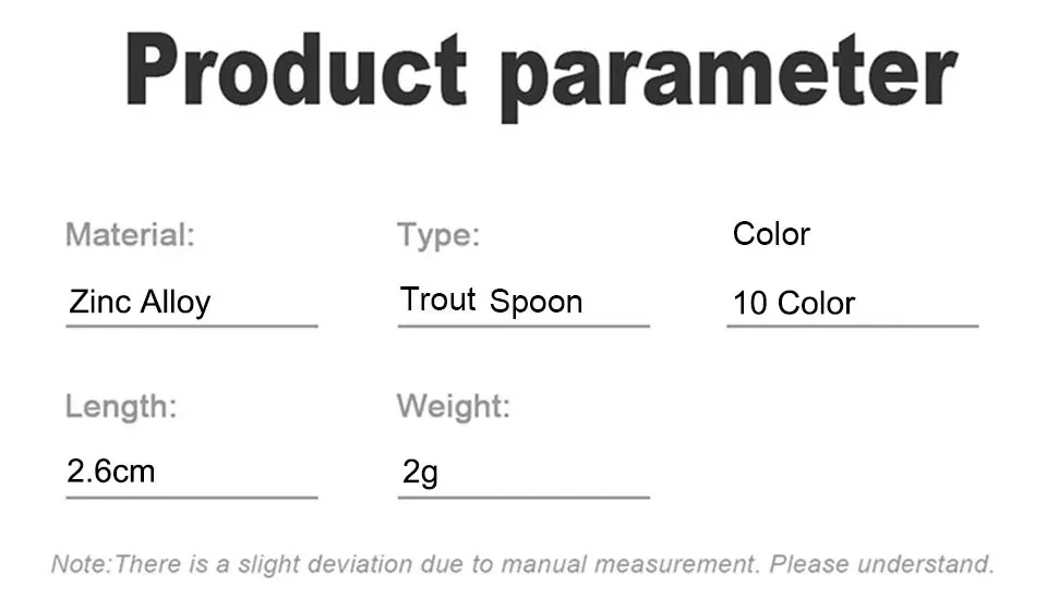 Description Picture 3 of itemSpinning Fishing Lures, Spinner Bait, Inline Spoon Trout Spoon, Spinnerbait, Jigging Metal, Rotating Jig, Artificial Bait, 2g