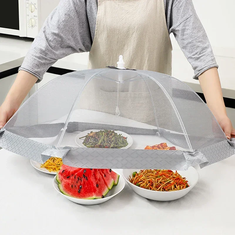 Foldable Umbrella Style Food Cover Dining Table Mesh Covers Home Anti Fly Mosquito Tent 70cm Portable Desktop Leftovers Cover