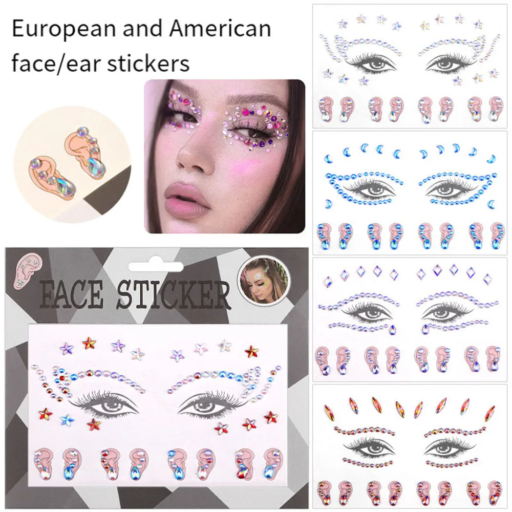 

1 Pcs Self Adhesive Colored Rhinestones Diamonds Eyeshadow Stickers Color Crystal Diamond DIY Eyes Face Body Makeup Decorations