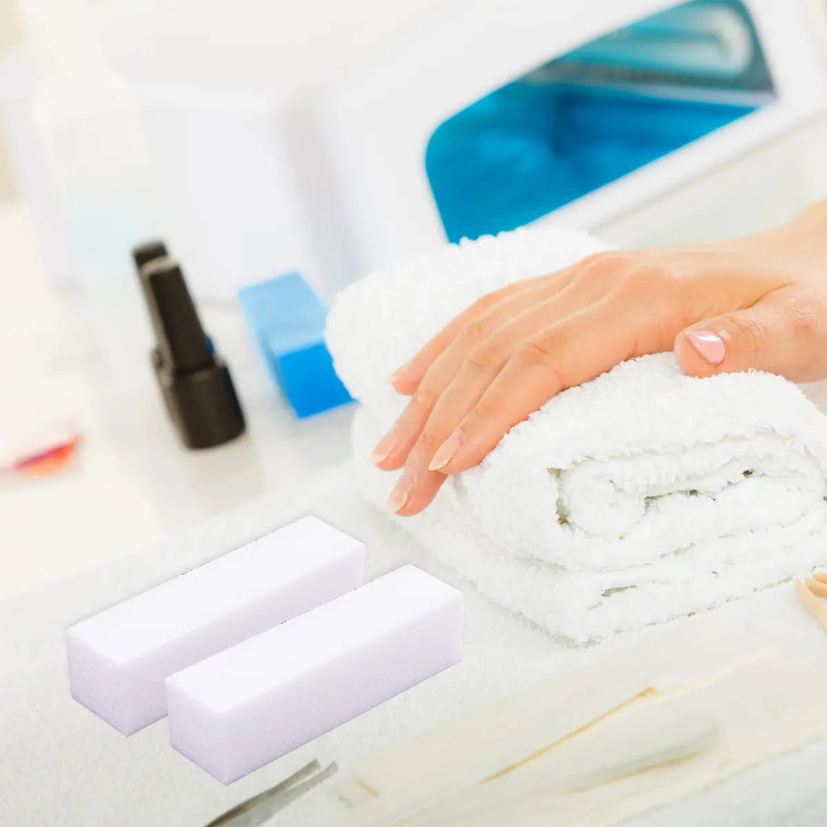 10개입 4면 네일 파일 스폰지 버퍼 연마 블록 (천연/인조 발톱용) 매니큐어 살롱/가정용 네일 아트 용품