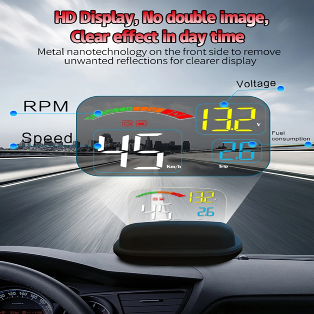 ZQKJ-C800 HUD OBD2  GPS  ý ڵ ӵ RPM  Һ  溸, ׼ Ʈ   ÷