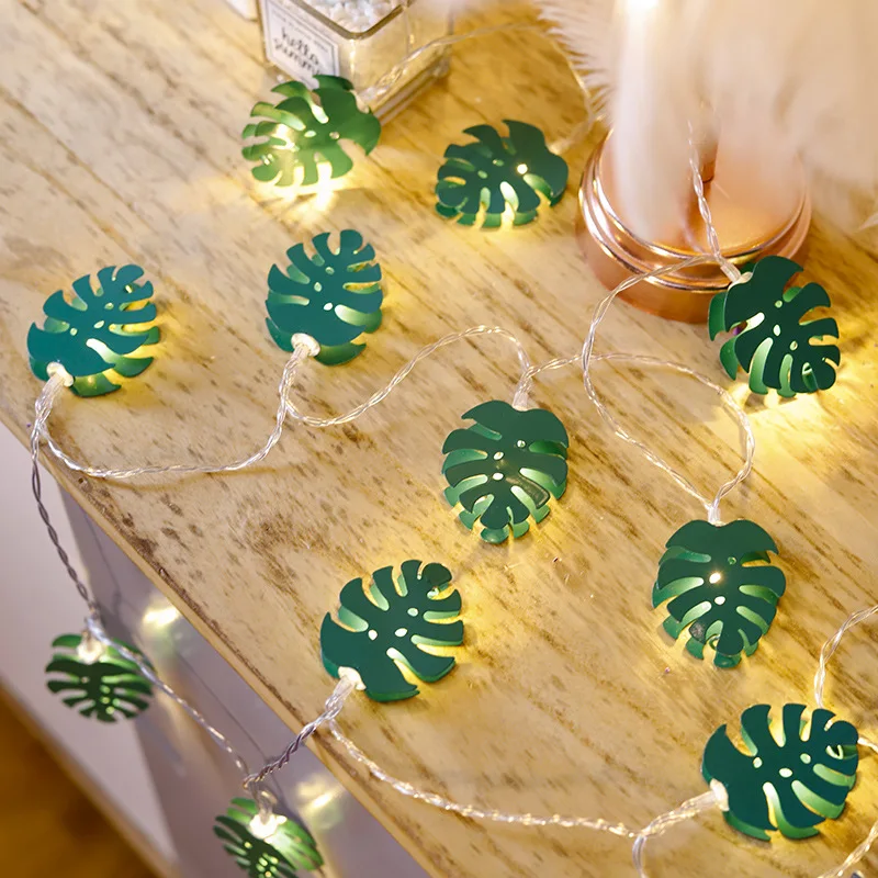 10/20LED Photo Prop String Lights Artificial Turtle Back Leaf Lights Birthday Party Beach-Themed Home Garden Decorations Lamp casual pink cowgirl hat western cowboy hat feather brim cowboy hat all match for themed birthday party photo prop