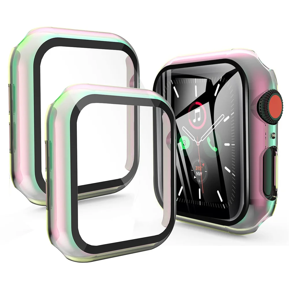 Vetro + Cover Per Apple Watch Case Series 6 5 4 3 Se 44Mm 40Mm Muslimah 45Mm Paraurti Screen Protector Apple Watch Accessori
