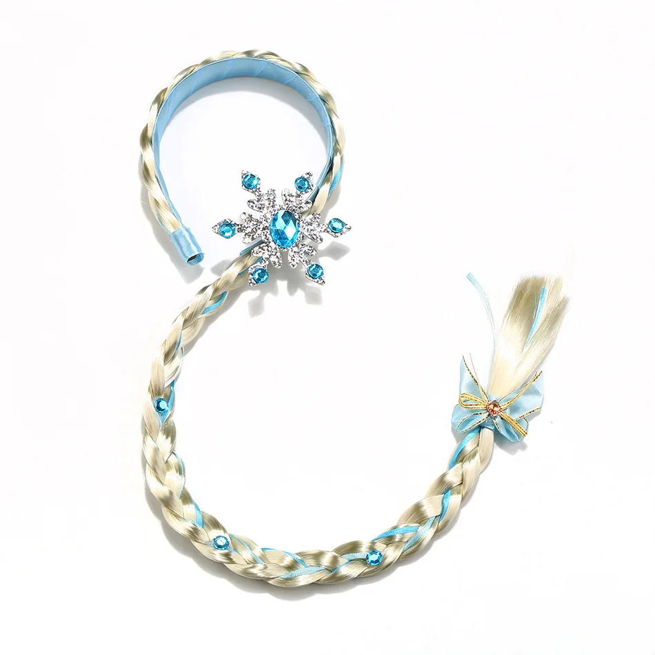 Elsa Princess Accessories Gloves Wand Crown Jewelry Set Elsa Wig Necklace Braid for Princess Dress Clothing Cosplay Dress UP