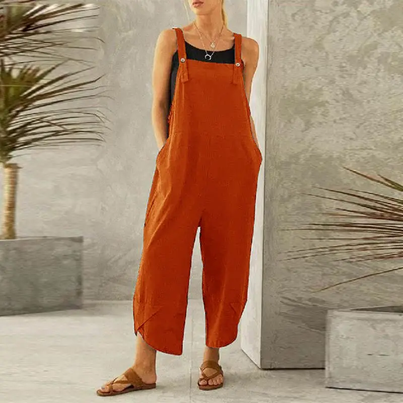 

Womens Trousers Ladies Overalls Buttons Dungarees Playsuits Tops Jumpsuit Loose