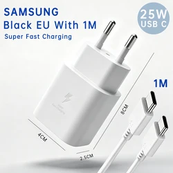 Original Samsung 25W Type C Fast Charge Adapter - White EU with 1m 5A