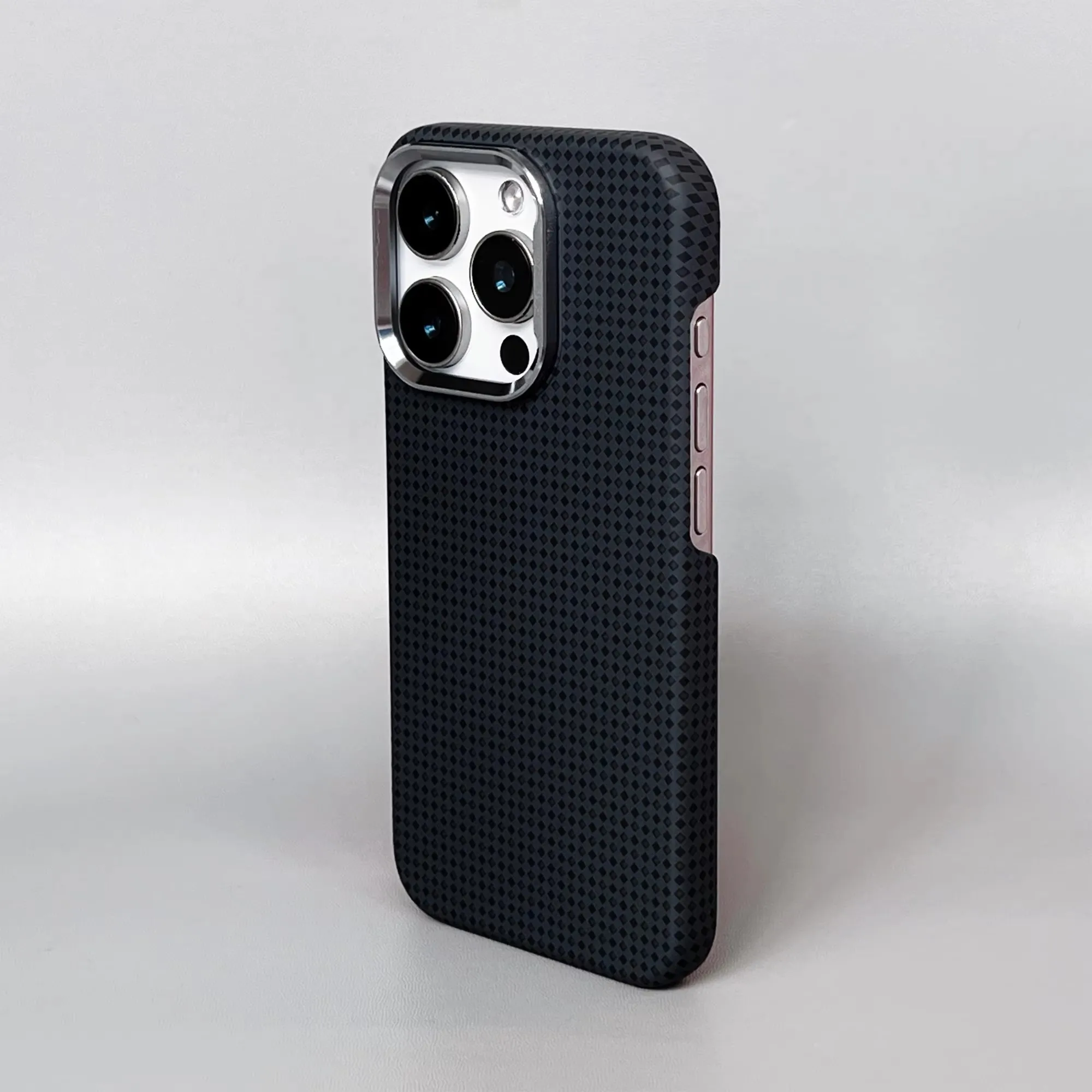 Ultra Thin Carbon Fiber Texture Magsafe Case with Wireless Charging and Alloy Lens Matte Hard Cover